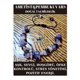 Sertifikalı Doğal Kırık Taş Pembe Kuvars & Ametist Taşı Bileklik Asansörlü Kilit Sistemi