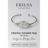 Sertifikalı Doğal Kristal Kuvars Taşı Gümüş Kaplama Ayarlanabilir Bileklik – Saflık Ve Enerji
