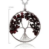 Sertifikalı Doğal Lal - Garnet - Granat Taşı Hayat Ağacı Kolye
