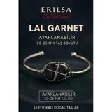 Sertifikalı Doğal Lal Garnet Taşı Gümüş Kaplama Ayarlanabilir Bileklik – Tutku Ve Enerji