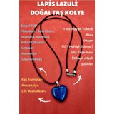 Sertifikalı Doğal Lapis Lazuli Taşı Kalp Kolye Zincir Dahil