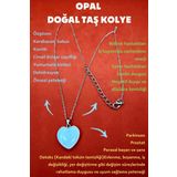Sertifikalı Doğal Opal Taşı Kalp Kolye Zincir Dahil