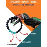 Sertifikalı Doğal Taş Amazonit Hematit Oniks Taşı Bileklik
