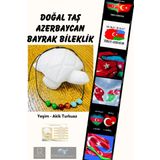 Sertifikalı Doğal Taş Azerbaycan Bayrak Bileklik Yeşim Akik Turkuaz AAA Kalite Sürpriz Hediyeli