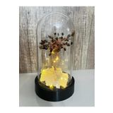 Sertifikalı Doğal Taş Kaplan Gözü Tasarımlı Bakır Tel Sarma Işıklı Fanus Aksesuar 21x12 cm Büyük Boy