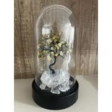 Sertifikalı Doğal Taş Sitrin Tasarımlı Bakır Tel Sarma Işıklı Fanus Aksesuar 21x12 cm Büyük Boy