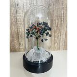 Sertifikalı Doğal Taş YıldızTasarımlı Bakır Tel Sarma Işıklı Fanus Aksesuar 21x12 cm Büyük Boy