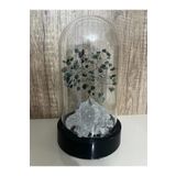 Sertifikalı Doğal Taş Zümrüt Tasarımlı Bakır Tel Sarma Işıklı Fanus Aksesuar 21x12 cm Büyük Boy