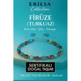 Sertifikalı Doğal Terahertz Firuze (Turkuaz) Taşı Bileklik 6X6 Mm - Koruma Ve Şifa Taşı