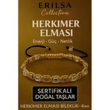 Sertifikalı Doğal Terahertz - Herkimer Elması Taşı Bileklik 4X4 Mm - Arınma Ve Işık Taşı
