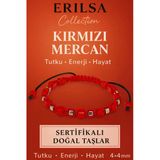 Sertifikalı Doğal Terahertz - Kırmızı Mercan Taşı Bileklik 4X4 Mm - Enerji Ve Tutku Taşı