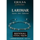 Sertifikalı Doğal Terahertz - Larimar Taşı Bileklik 4x4 mm - Uyum Sakinlik ve Şifa Taşı