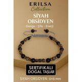 Sertifikalı Doğal Terahertz Siyah Obsidyen Taşı Bileklik 6X6 Mm - Denge Ve Enerji Taşı