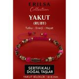 Sertifikalı Doğal Terahertz - Yakut (Ruby) Taşı Bileklik 6X6 Mm - Tutku Ve Enerji Hayat Taşı