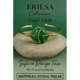 Sertifikalı Doğal Yeşil Akik Taşı Ayarlanabilir 24K Altın Kaplama Bileklik 20-25 Mm