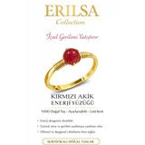 Sertifikalı Enerji Dengeleyici Frekans Yüzüğü - Kırmızı Akik Taşı Ayarlamalı Gold Koç Aslan Burcu