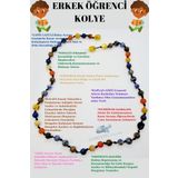 Sertifikalı Erkek Öğrenci Kolyesi Lapis Lazuli Kehribar Sodalit Kalsit K Gözü Krizokol Akik Obsidyen