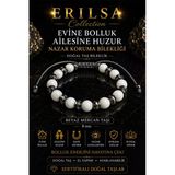 Sertifikalı Evine Bolluk Ailene Huzur Nazar Koruma Bilekliği Beyaz Mercan Terahertz 8 Mm