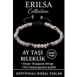 Sertifikalı Fasetli AAA+ Terahertz ve Ay Taşı Bileklik – İnce Model Sezgisel Güç