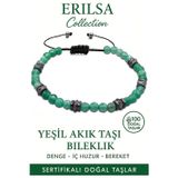 Sertifikalı Fasetli AAA+ Terahertz ve Yeşil Akik Taşı Bileklik – İnce Model Şifa ve Denge