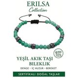 Sertifikalı Fasetli AAA+ Terahertz ve Yeşil Akik Taşı Bileklik – İnce Model Şifa ve Denge