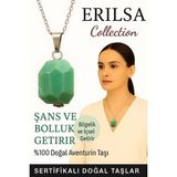Sertifikalı Fasetli Aventurin Doğal Taş Kolye – Şans Bolluk İçsel Güç ve Huzur Taşı