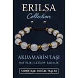 Sertifikalı Fasetli Hematit & Akuamarin Taşı Bileklik – Sakinlik, Güç ve Zihinsel Netlik