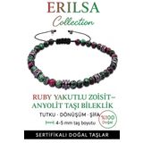 Sertifikalı Fasetli Terahertz – Ruby Zoisite (Anyolit) Taşı Bileklik (İnce Model) – Tutku, Denge ve Ruhsal Güç Taşı
