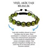 Sertifikalı Fıstık Yeşili Akik Taşı Bileklik - Makrome