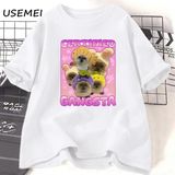 Sertifikalı Gangsta Komik Kedi Meme T-Shirt Erkekler Kadınlar Için T Goofy Ahh Tee Göm - Beyaz - XL