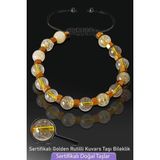 Sertifikalı Gerçek Golden Rutilli Kuvars Taşı Bileklik - Melek Saçı