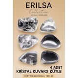 Sertifikalı Gerçek Kristal Kuvars Taşı Kütle – 4 Adetli Parlak Ve Saf Doğal Taş
