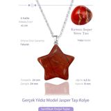 Sertifikalı Gerçek Yıldız Model Kırmızı Jasper Taşı Kolye - Gümüş Aparatlı