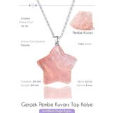 Sertifikalı Gerçek Yıldız Model Pembe Kuvars Taşı Kolye - Gümüş Aparatlı
