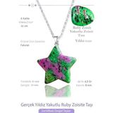 Sertifikalı Gerçek Yıldız Model Ruby Yakutlu Zoisite Taşı Kolye (Anyolit Taşı)