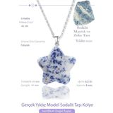Sertifikalı Gerçek Yıldız Model Sodalit Taşı Kolye - Gümüş Aparatlı