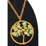 Sertifikalı Gold Firuze (Turkuaz) Taşı Hayat Ağacı Kolye - Altın Renkli