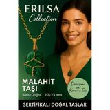 Sertifikalı Gold Renkli Doğal Tel Sargılı Malahit Taşı Kolye – Dönüşüm Ve Koruma Taşı