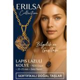 Sertifikalı Gold Renkli Ham Lapis Lazuli Doğal Taş Kolye – Bilgelik Ve Güç Taşı
