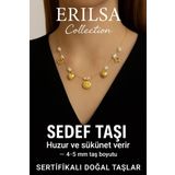 Sertifikalı Gold Sedef Taşı Şans Charm Kolye - Işıltı Serisi