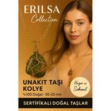 Sertifikalı Gold Tel Sargılı Doğal Unakit Taşı Kolye – Altın Kaplama Huzur Ve Sükunet Taşı