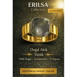 Sertifikalı Gri Akik Doğal Taş Yüzük Ayarlanabilir El Yapımı Sertifikalı Enerji Taşı