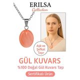 Sertifikalı Gül Kuvars Taşı Doğal Taş Kolye Gümüş Aparat Kalbi Yumuşatır Sevgi Enerjisini Güçlendir