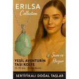 Sertifikalı Gümüş Tel Sargılı Doğal Aventurin Taşı Kolye – 25-30 Mm Şans Ve Denge Taşı