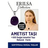 Sertifikalı Ham Ametist Taşı Kolye
