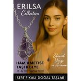 Sertifikalı Ham Doğal Ametist Taşı Kolye – 20-30 Mm Huzur Ve Ruhsal Denge Taşı