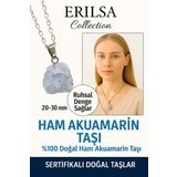 Sertifikalı Ham İşlenmemiş Akuamarin Taşı Kolye – Sakinlik, Akış ve İfade Gücü Taşı