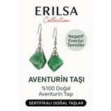 Sertifikalı Ham İşlenmemiş Aventurin Küpe – Şans, Huzur ve Pozitif Enerji Taşı