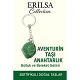 Sertifikalı Ham İşlenmemiş Aventurin Taşı Anahtarlık – Şans, Bolluk ve Denge Taşı