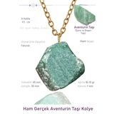 Sertifikalı Ham İşlenmemiş Aventurin Taşı Kolye - 24k Altın Kaplama